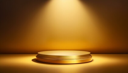 gold background studio background yellow gradient of golden metal lights shadow on 3d podium for cos