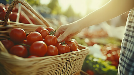 Wall Mural - Hands holding fresh tomatoes