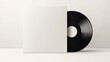 © Face Off Design - A vinyl record mock up, plain, blank, white sleeve on a white backdrop