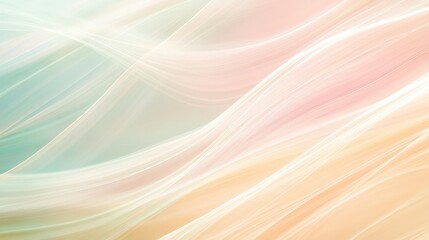 Fototapete - A soft abstract background featuring thin, curved lines in various pastel colors, blending seamlessly into one another.