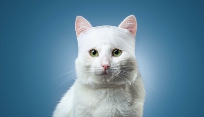 Wall Mural - cat the patient bandaged head
