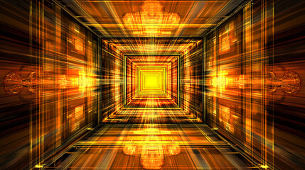 Poster - Dynamic light explosion digital space abstract art virtual environment frontal view energy and motion