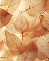 Poster - delicate veins of autumn leaves create a warm and ethereal abstract botanical design