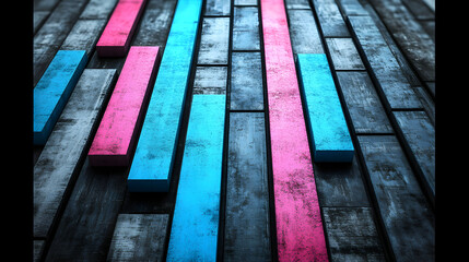 Poster - Dynamic colorful bars arrangement abstract art digital background modern design top-down perspective vibrant aesthetics