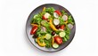© JanaG9 - plate of salad with fresh vegetables isolated on white background top view