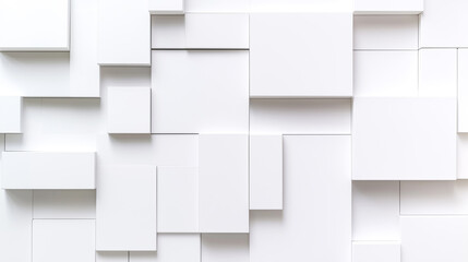 Aufkleber - White wall abstract background with square geometrical forms pattern