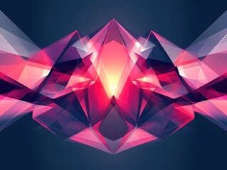 Poster - Abstract Geometric Composition with Pink and Violet Tones Radiating Light and Energy