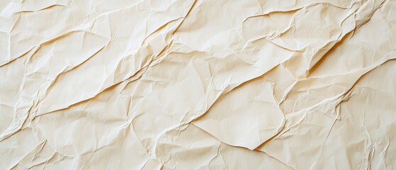 Wall Mural - Wrinkled waxy paper texture background in soft cream color.