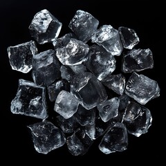 Poster - Heap of Transparent Ice Chunks Against a Dark Backdrop for Refreshment and Coolness