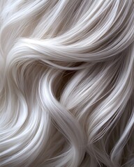Poster - elegant silver hair texture flowing waves in abstract beauty and fashion concept
