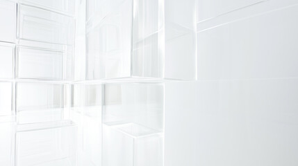 Aufkleber - White abstract forms glass texture background with highlights and plastic texture and copy space