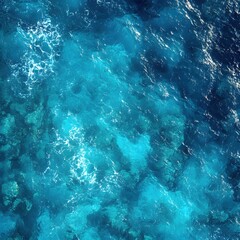 Poster - Aerial View of Azure Sea Water with White Foam and Visible Seabed in a Tropical Location