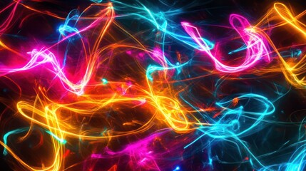 Wall Mural - Colorful light trails swirl, abstract background, energy, motion