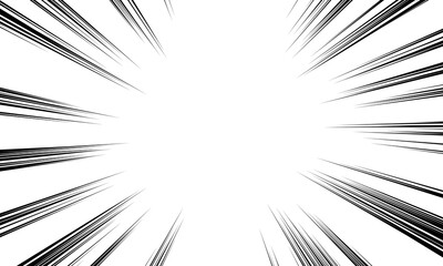 Comic strip radial motion lines. Superhero speed anime comic book. Manga superhero action or explosion effect background.