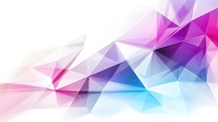 Poster - Abstract Geometric Design with Vibrant Color Gradient and Triangular Facets on White Backdrop