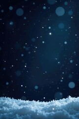 Wall Mural - black background with falling snow and twinkling stars, snowflake, night