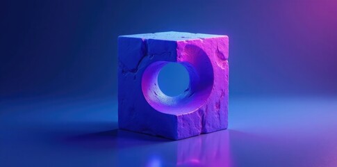 Wall Mural - cube with a swirling purple and blue spiral shape inside, blue, spiral, colors