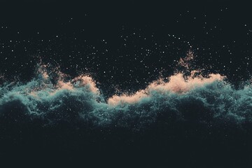 Poster - A creative digital interface featuring a blue wave is set against a blurry wallpaper, symbolizing technology and AI in a 3D rendering