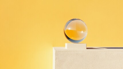 Aufkleber - Minimalist Crystal Sphere Trophy on Textured Pedestal Modern Artistry in Awards Design for Corporate Celebrations and Professional Acknowledgment