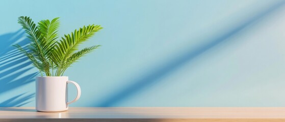 Aufkleber - Scandi-Inspired Productive Workspace Minimalist Graph with Desk Plant and Wireless Headphones on Light Wood - Trendy Office Content for Modern Business Efficiency