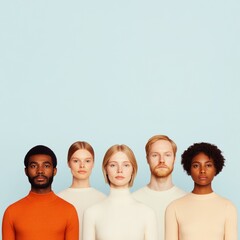 Aufkleber - Contemporary Diversity Panel Professional Attire on Soft Hues - Inclusive Recruitment Imagery for Corporate Branding and Modern Workforce Empowerment