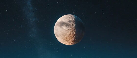Poster - High-Definition Lunar Texture Visualization Detailed Full Moon with Craters and Cosmic Dust in Starry Night Sky - Astronomical Exploration and Educational Content for Space Enthusiasts