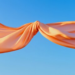 Aufkleber - Ethereal Textile Artistry Flowing Orange Fabric Against Cerulean Sky for Contemporary Visual Branding and Art Display - Cultural Storytelling and Textile Design