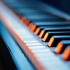 Aufkleber - Sleek Contemporary Piano Keys Glossy Finish on Upright Piano - Educational Tech Display and Skill Enhancement Content for Modern Music Practice Setup