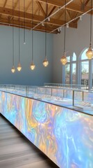 Aufkleber - Futuristic Metallics in Jewelry A Young Familys Innovative Store with Fluid-Inspired Design and Dynamic Lighting for Modern Retail Excellence
