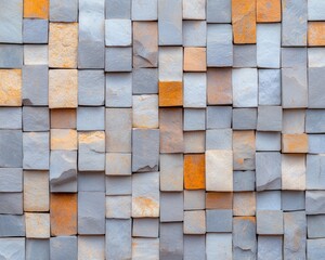 Aufkleber - Contemporary Mosaic Art Wall Natural Stone Tiles Featuring Geometric Patterns - Architectural Design Content and Sustainable Interior Decoration Showcase