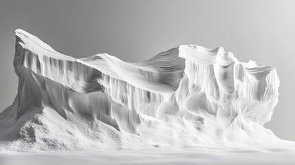 Poster - Monochromatic Landscape of White Textured Formation with Light and Shadow Playful Abstract