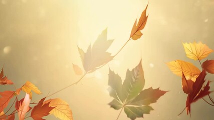 Wall Mural - leaves falling in a serene autumn landscape