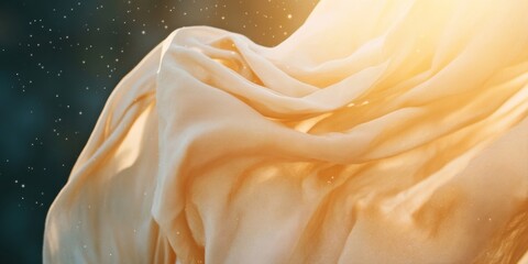 Aufkleber - Ethereal Fabric Flow Translucent Silk in Dreamy Landscape - Nature-Inspired Textile Art for Modern Decor and Luxury Fashion Branding