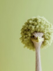 Poster - Nature-Inspired Minimalist Art Stylish Ostrich Topiary on Pastel Green - Innovative Interior Decor Concept for Modern Eco-Friendly Spaces