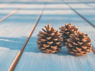 Poster - Scandi-Chic Winter Decor Natural Pinecones on Rustic Wood for Seasonal Marketing and Eco-Conscious Home Design Trends in Sustainable Holiday Merchandising