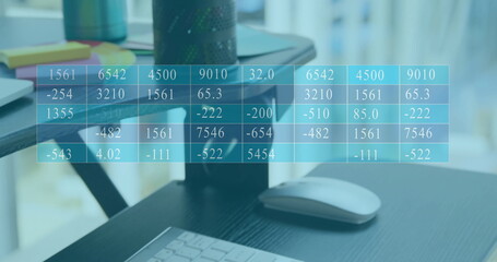 Aufkleber - Image of financial data processing over desk in office