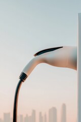 Aufkleber - Futuristic Minimalism in Urban Mobility Sleek EV Charging Cable and Electric Car Aesthetic for Modern City Architecture - Eco-Friendly Transportation and Smart Infrastructure