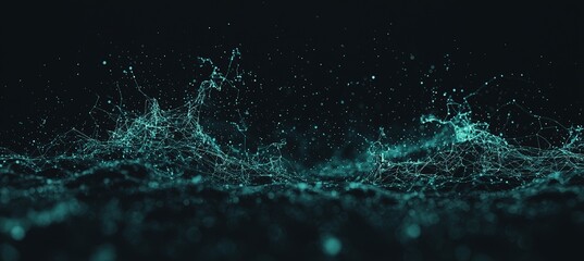 Poster - a dreamscape of cybernetic origin begins to materialize as neon lines converge to form a complex tec