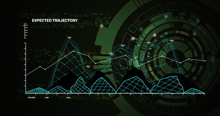 Wall Mural - image of data processing and diagrams over scope scanning