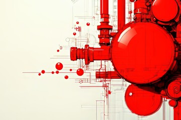 Poster - top-down view of pink abstract spheres on a futuristic grey background