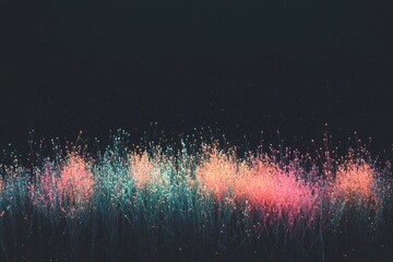 Poster - Vibrant glowing dots set against a colorful fiber optics light bokeh background