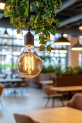 Poster - This modern office boasts warm lighting and fashionable decor, putting the spotlight on the loathed light bulb and providing copy space