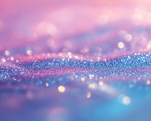 Aufkleber - Abstract image of vibrant glitter particles in pink and blue hues, creating a dreamy, sparkling background effect, symbolizing luxury, celebration, and elegance.
