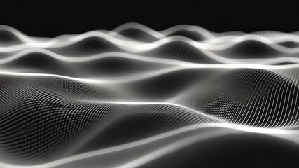 Poster - Digital waves create an enchanting visual experience in a stark black environment