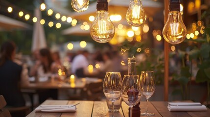 Poster - A warm and inviting atmosphere is fostered in this restaurant through the combination of its ambient lighting, soft background music, and carefully chosen color scheme
