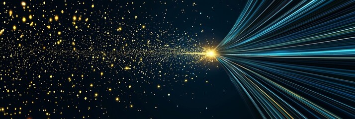 Poster - Vision of resplendent blue light trails and sparkles signifies the speedy transfer of data and advanced communication technologies