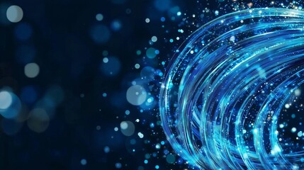 Poster - futuristic background with blue streaks of light, fiber optics, and speedy lines, representing the a