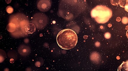 Wall Mural - A dark backdrop serves as the foundation for a mesmerizing abstract background filled with glowing orange bokeh lights, ideal for various creative endeavors