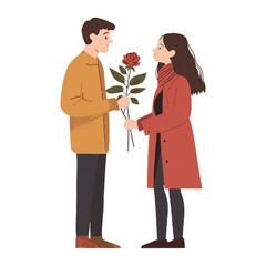 Sticker - Couple in Valentines day rose illustration relationship vector