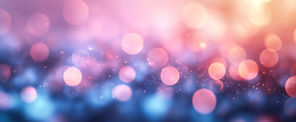 Aufkleber - Abstract bokeh lights with pink and blue tones, creating a dreamy, blurred effect. This soft focus background symbolizes celebration, creativity, and tranquility.